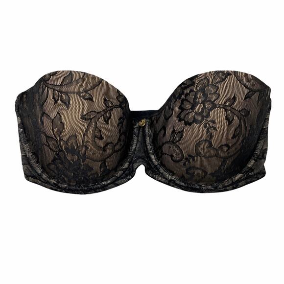 Natori Calais Strapless Bra Black Lace Underwire Adult 32D - Picture 1 of 7